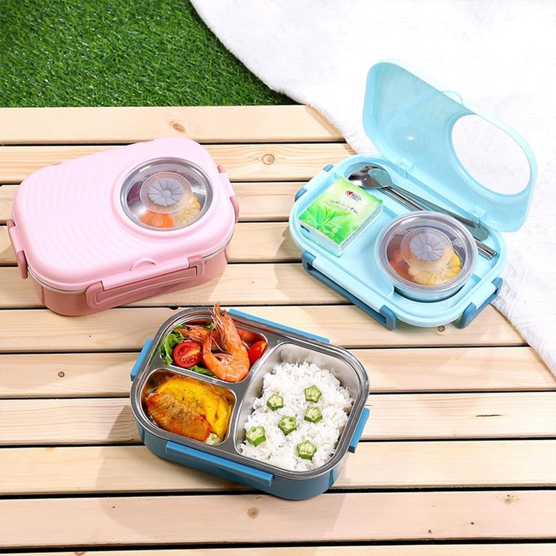 1pc Stackable Stainless Steel Bento Box for Kids and Adults