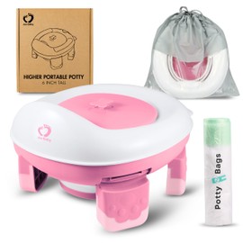 Extra-Tall Portable Potty for Toddlers – Travel Potty with Lid – Car Potty for Kids – Anti-Slip, 6-Inch Total Height