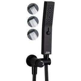 G-Promise All Metal Handheld Shower Set with 3-Function Showerwand, included Handheld Holder to Control on/off Switch and 72 Inch Tangle-Free Stainless Steel Hose Matte Black