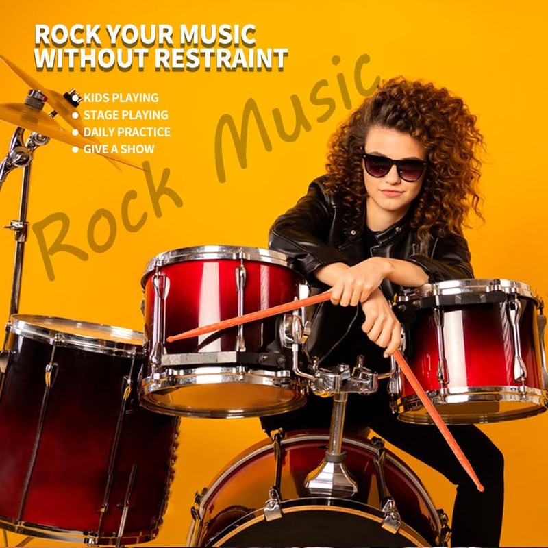 Drum Sticks 5A Drumsticks (2Pack-Orange)