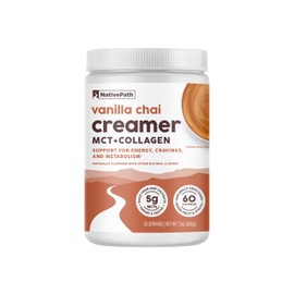 NativePath Keto Coffee Creamer Powder Vanilla Chai — Keto-Friendly, Non-Dairy & Low Sugar Creamer. Made with Grass-fed Collagen Protein Powder, MCT Oil & Monk Fruit. Soy & Gluten Free (7.1 OZ)