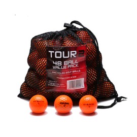 Various Brands Recycled B Grade Golf Balls in Mesh Bag (48 Pack, Optic Orange Mixed)