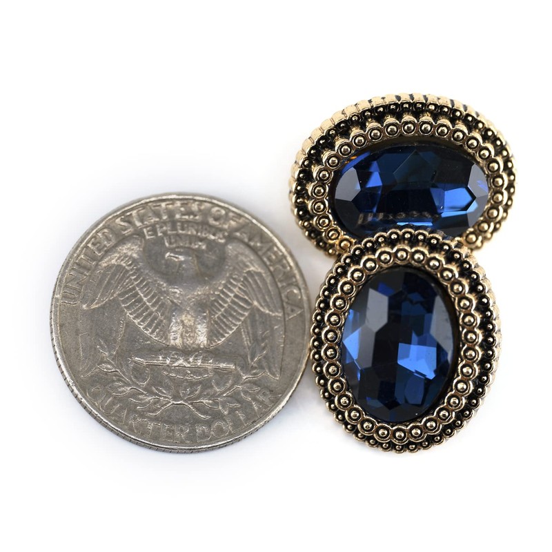 Craftisum 20 pcs Blue Oval Rhinestone Metal Shank Sewing Coat