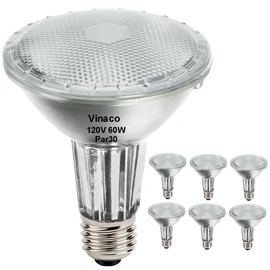 Vinaco PAR30 Long Neck 60W, 6 Pack Long Lasting PAR30 Halogen Flood Light Warm White 2800K, PAR30 Dimmable, High Output Flood Light Bulb 120V with E26 Base for Indoor/Outdoor
