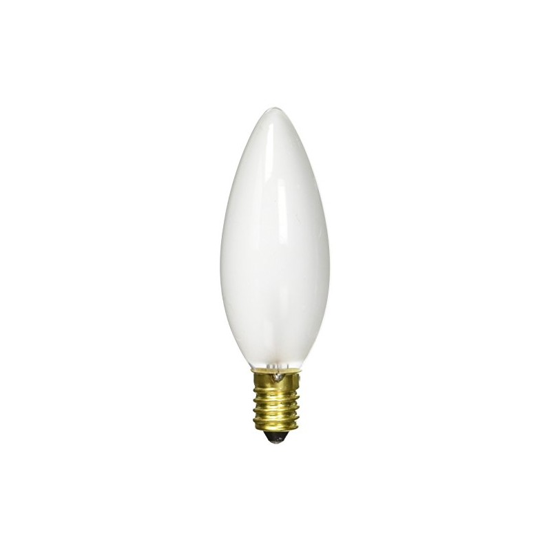 Bulbrite 25CTF/E14 25-Watt European Base Incandescent Torpedo Chandelier Bulb, Frost