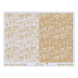 Low Relief Texture Plate African Masks Design - 1 Pc.