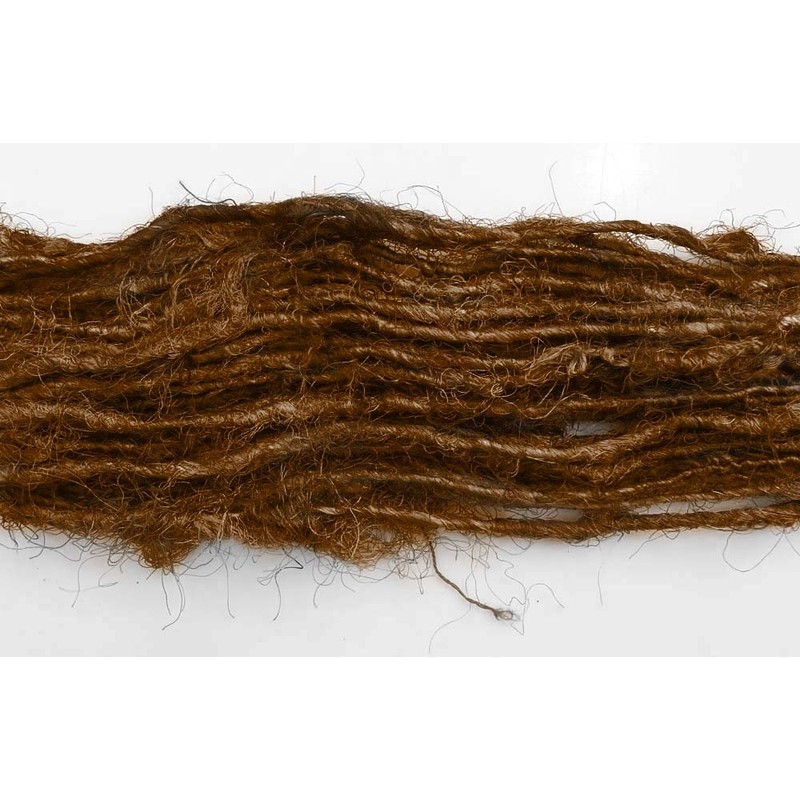 (Brown) - 100g Recycled Sari Silk Yarn Hand-spun Brown Soft