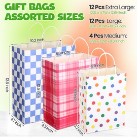 Tenceur 28 Pcs Gift Bags Assorted Sizes Paper Gift Bags Bulk Party Favor Bag with Handle for Wedding Valentine's Day Birthday Shopping Christmas, 8.3" Small, 10.6" Medium, 12.6" Large (Pale)