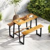 Tangkula Acacia Wood Picnic Table, 4-Person Outdoor Rectangular Table and