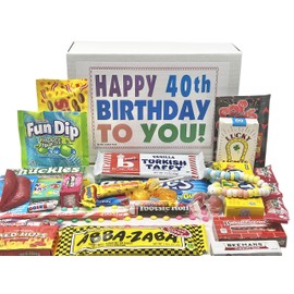 RETRO CANDY YUM Happy 40th Birthday to You for 40 Year Old Man or Woman - Classic Nostalgic Candy Assortment Gift Box Jr