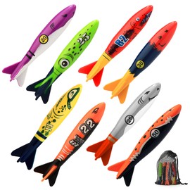 navdlizu 8 Pcs Diving Pool Toys, Underwater Training Dive Toys for Kids Colorful Pool Sinking Toys with Storage Bag Swimming Pool Dive Toy for Kids Age 8-12 Party Favor