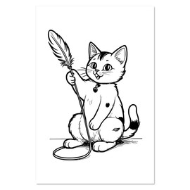 Azeeda Super A1 'Cat Playing With A Feather Toy' Wall Poster/Print (PP00266548)