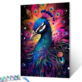 Tucocoo Paint by Numbers for Adults, Easy DIY Oil Painting Kit on Canvas with Brushes and Acrylic Pigment, Graffiti Animal Black Picture for Home Decor, 40x50cm(Frameless)