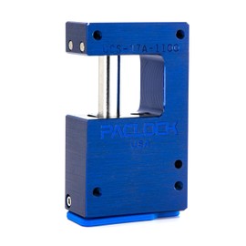 PACLOCK's UCS-17A-1100 Block-Lock, Buy American Act Compliant, High Performance 6-Pin Cylinder, One Lock Keyed to a Number U-Pick! w/ 2 Keys, Blue Anodized Aluminum