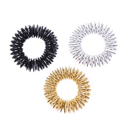 OATIPHO 3pcs Acupressure Finger Massage Rings Gold Silver and Black Hand Therapy Tools for Muscle Relaxation and Improved Concentration