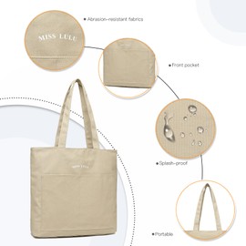 Miss Lulu Shopper Bag Women's Tote Bag Women's Shoulder Bag Large Handbag for Work Travel Shopping School and Everyday Use, khaki, vintage