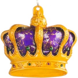 Regal Confetti Glitter Fleur De Lis Mardi Gras Crown Holiday Tree Ornament Christmas New Orleans Purple Jazz Parade Favor Decor/French Quarter NOLA Souvenir Louisiana Trip