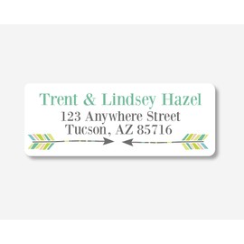 60ct - Arrow Return Address Green Teal and Grey Stickers/Labels (#322-4-WH)