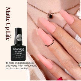 Kanorine Matte Top Coat Gel Nail Polish No Wipe Gel Nail Polish Matte Finish, Transparent Gel Polish10ml, Soak Off Nail Lamp Nail Art Manicure Salon DIY Gel Nail