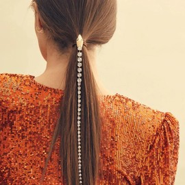 Qvunwlin 2Pcs Rhinestone Snake Hair Clip Chains, Necklace Bracelet Hairpin Hairpiece for Women, Punk Tassel Hair Clips Hair Accessories for Party Wedding Christmas Nightclub Party (Sliver+Gold)