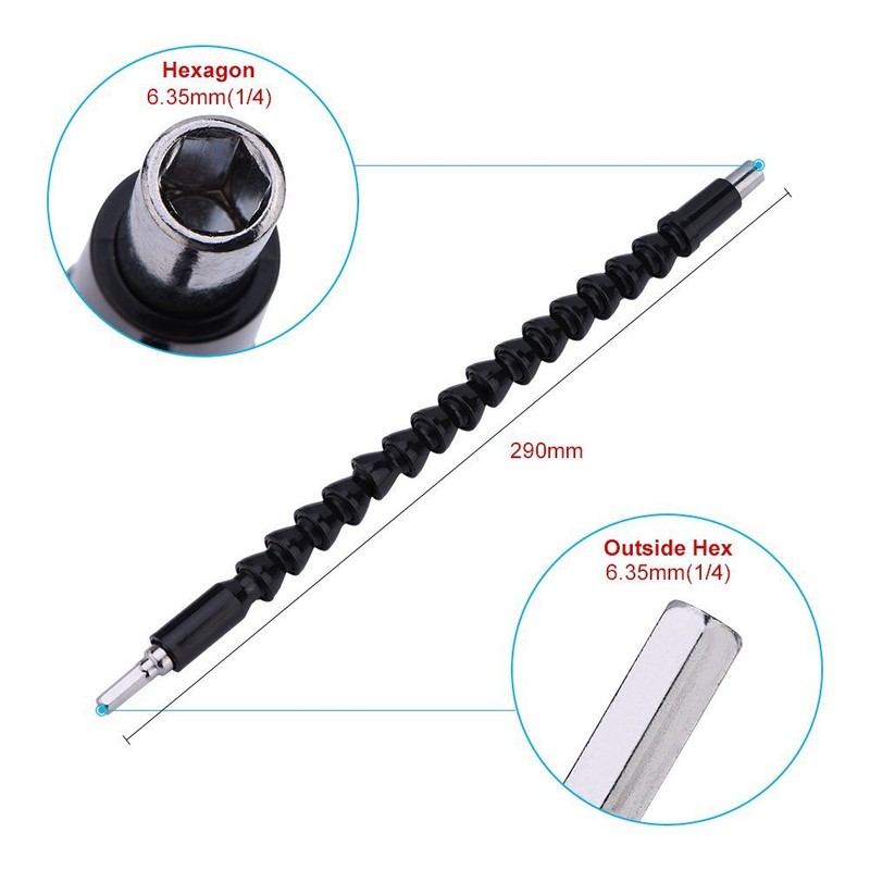 Flexible Shaft, Flexible Extension Screwdriver 11.6 Inch Flexible Power Bit