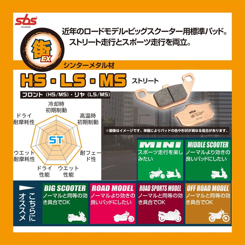 Kitaco SBS Brake Pad 586LS Sintermetal Varios Estrela ZZR250 Zanzas