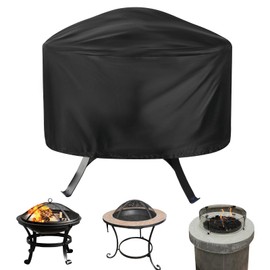 M METERXITY Round Outdoor Fire Pit Cover, 33" x 16" (Dia x H) Patio Fire Pit Table Cover, Fire Pit Replacement Cover for Outdoor Round Fire Pit [Black]