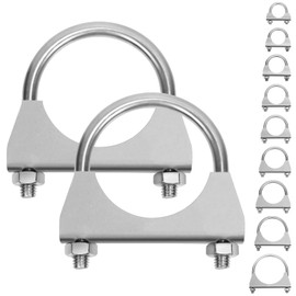Keadic 2Pcs 2-1/2" U-Bolt Muffler Tip Exhaust Hook 304 Stainless Steel U-Bolt Clamps (63mm)