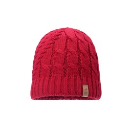 Michael Heinen Women's Winter Hat Beanie Knitted Hat without Bobble Bobble Hat - red