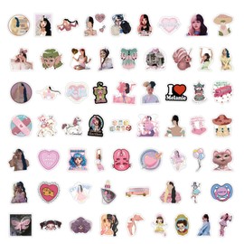 60Pcs Music Stickers Singer Melanie Stickers Aesthetic Melanie Idol Stickers Waterproof Kindle Stickers Vinyl Skateboard Stickers for Notebook Phone Luggage