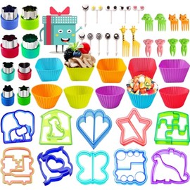 Cortadores de sándwiches para niños, pan, verduras, frutas, galletas, caja bento, suministros completos y accesorios y sellador no costrable para niños y niñas, almuerzo