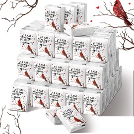 Sinmoe 50 Pcs Funeral Facial Tissues Pack Bulk Memorial Pocket Tissues Travel Size 3 Ply Paper Cardinal Funeral Favors for Celebration of Life Guest Relatives Family Friends Memorial Service