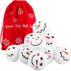 Aneco 12 Pack Snow Toy Ball Set Plush Snowmen Balls Snow Fight Ball with A Bag Realistic for Adult Kid Winter Game