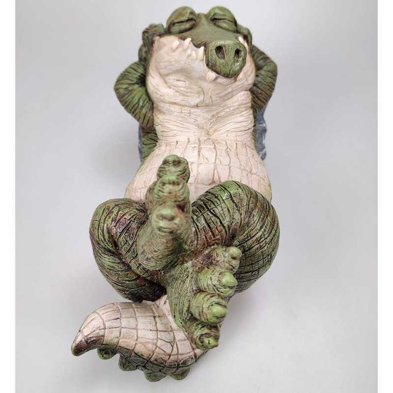 Whimsical Lazy Alligator Garden Statue – Funny Crocodile Yard Decor,