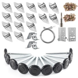 XiKe 2" Nylon Garage Door Roller 4" Stem and Hinges Kit with Top & Bottom Bracket Steel Wire Rope Screw Sleeve Hardware Set for 16 x 7 or 18 x 7 FT Door