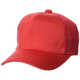 SK BC074J Junior Cap, Square Brim, 6-Way Half Mesh Baseball Cap, Kids, red (20)