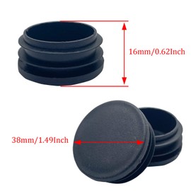 Tapón redondo de plástico negro de 38 mm, tapa redonda de plástico negro, tapa de tubo de tubo, para tapón de acabado de muebles de tubo redondo (24 piezas)