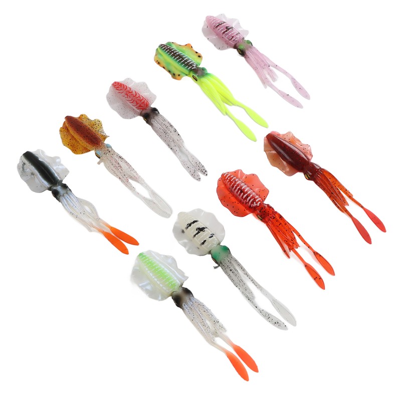 9Pcs Simulation Fishing Lures PVC Luminous Soft Fishing Baits for