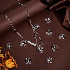 UNICRAFTALE 80pcs Heart Cross Charms Tibetan Style Love Heart Pendant Antique Silver Vintage Cross Heart Charm Easter Crucifix Charm for Valentine Gifts Keychains Bracelets Jewelry Making