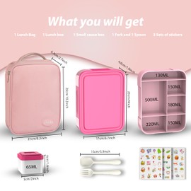 iNeibo Brotdose Kinder mit Fächern Lunchbox Kinder Brotdose mit Fächern Bento Box Kinder mit Soßenbox, Lunchtasche und Stickers Brotbox Jausenbox Snackbox Vesperbox Vesperdose Kinder für Schule