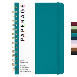 PAPERAGE Graph Paper Spiral Notebook & Journal, (Turquoise), 160 Pages, Medium 5.5 inches x 8 inches - 100 GSM Thick Graphing Paper, Hardcover, Double-Wire Grid Spiral Notebook