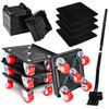 Juego de 4 herramientas de movimiento de muebles resistentes con 5 ruedas, levantadores de muebles, juego de herramientas para mover resistentes, muñe