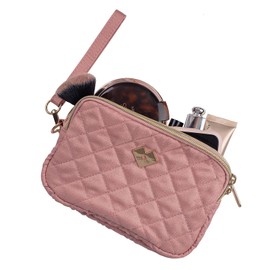 LuckyLy Bolsa de Mano para Mujer con Muñequera tipo Clutch, Ligera, Repelente al Agua y con Múltiples Compartimentos, Ideal como Bolsa para Celular, Cartera Dama y Neceser – Modelo Gaby, Color Rosa