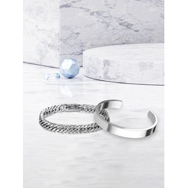 Jovivi Mens Bracelets Valentines Men Gifts for Him boyfriend Husband,Silver Bracelet For Men Women Stainless Steel Cuban Link Chain Bracelet jewellery