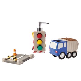 dream FACTORY Trains and Trucks Bath Accessories Set, Grey
