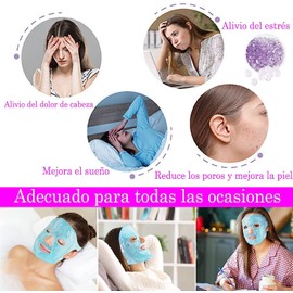 2PCS Máscaras de Hielo para Ojos y Cara, Mascarilla de Gel Facial Reutilizable, para Reducir Bolsas Bajo los Ojos, Ojeras, Cuidado de la Piel, Compresa Fria y Caliente (morado)