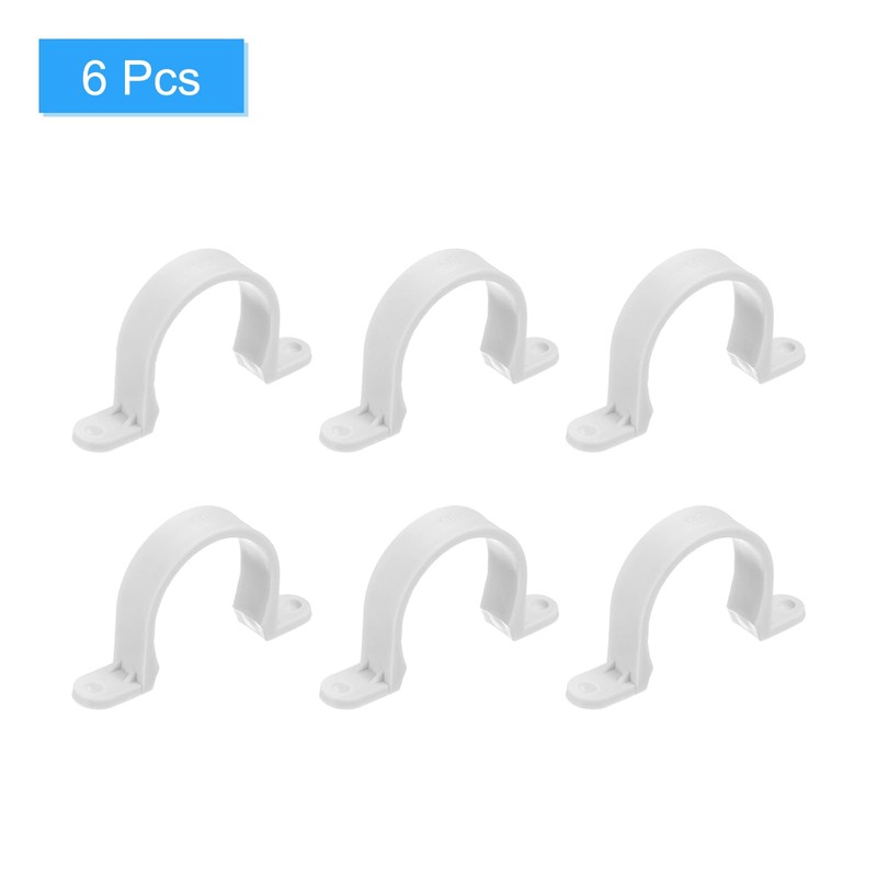 sourcing map 6Pcs PVC Pipe Straps, 50mm(2") Plastic Conduit Strap