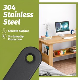 COYUN Pack of 20 Flat Connectors Black Stainless Steel Wooden Connectors Small with 40 Screws Connecting Plate Metal Connector for Wooden Furniture Fixing, Wooden Chairs, Bookshelves, Cabinets