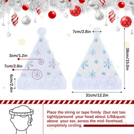 Berlune 3 Pcs Santa Hats, Unisex White Plush Xmas Hats for New Year Festive Party Supplies