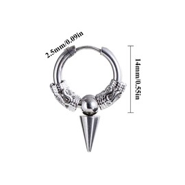 Clyhon Hoop Earrings, Medical Stainless Steel, Vintage Perforated Cartilage Jewellery, Hoop Earrings, Suitable Retro Huggie Hoop for Men and Women, Punk Hip Hop Earrings, Hypoallergenic, Silver